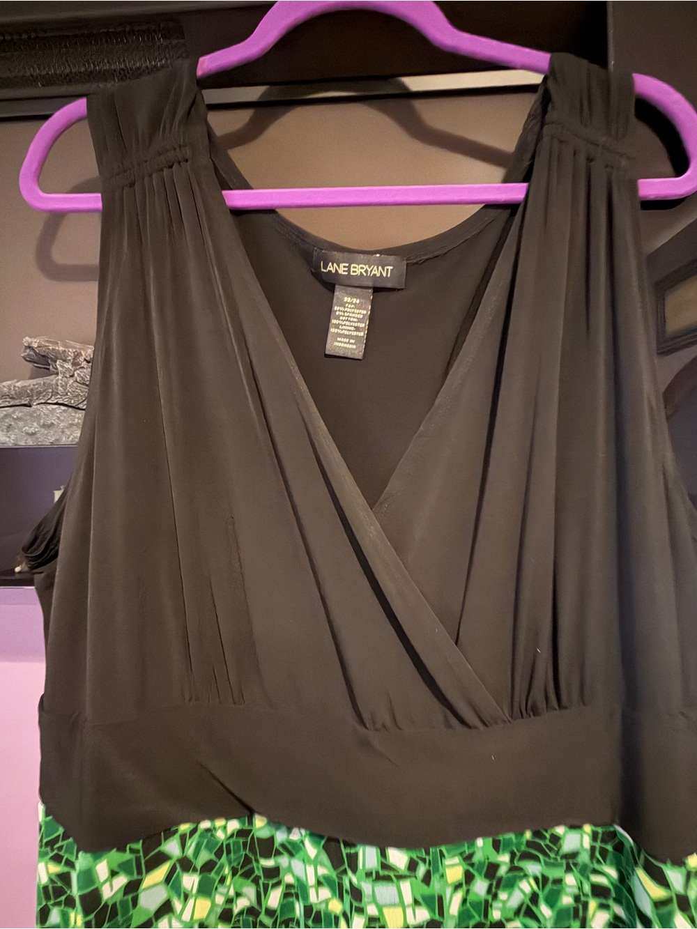 Lane Bryant Black Bodice Green Mosaic Maxi Dress - Picture 2 of 2